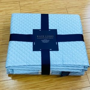 RARE Ralph Lauren Quilted Sateen Argyle King Quilt Coverlet Blue Hyacinth NWT